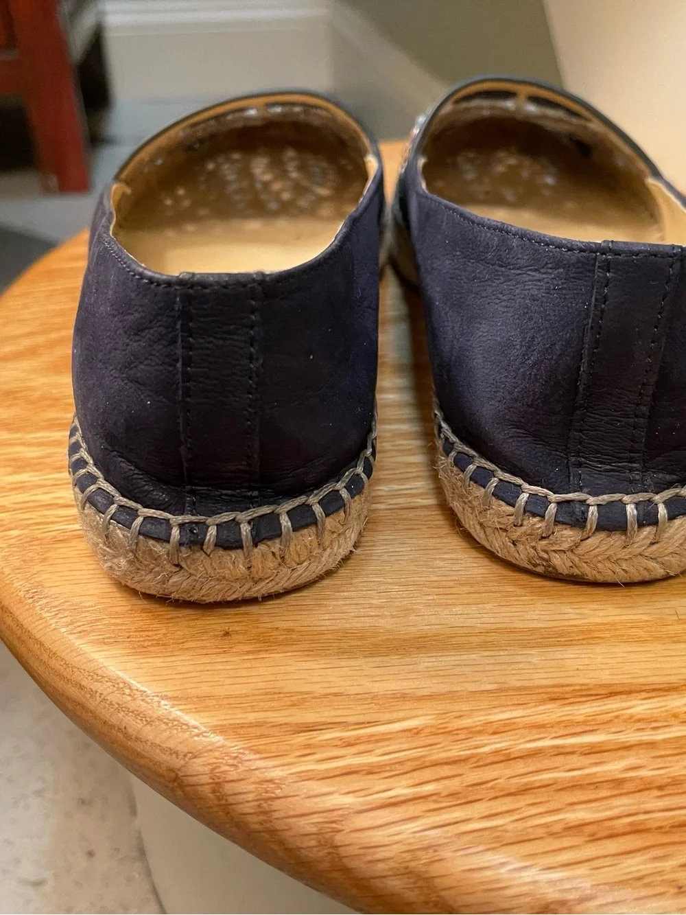 Ivanka Trump Embroidered Navy Espadrille Flats with Lt Blue & Neutral Stitching